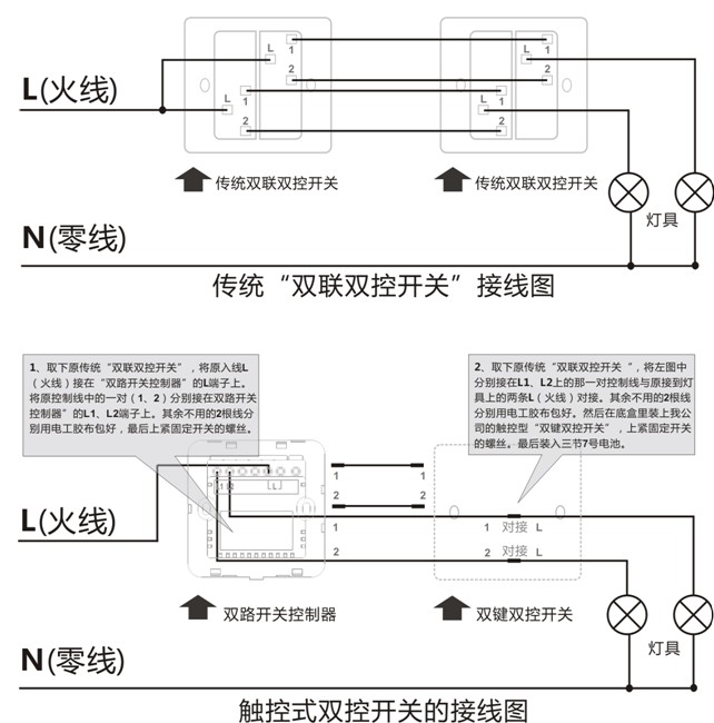 KOTI飛天之舞系列雙控開(kāi)關(guān)接線(xiàn)圖